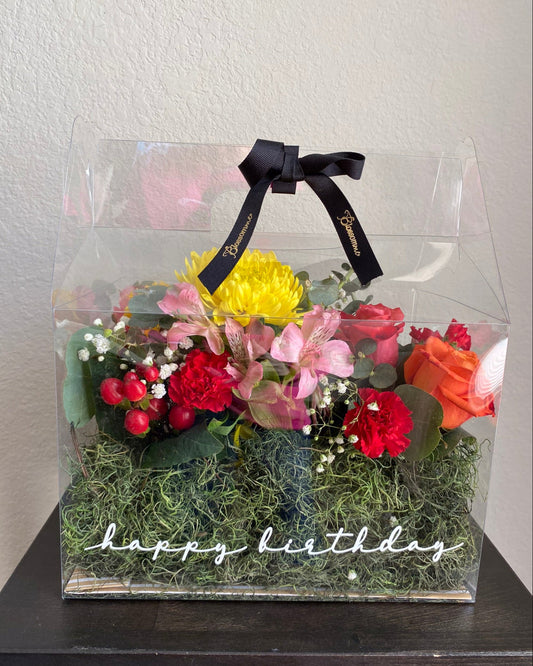 Jardinera – Elegante arreglo floral acrílico